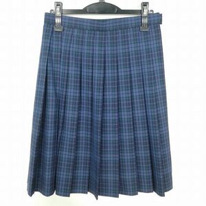 1円 スクールスカート 夏物 w69-丈59 チェック 中学 高校 プリーツ 学生服 制服 女子 中古 IN6542