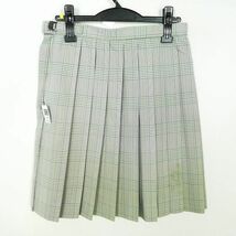 1円 スクールスカート 夏物 w69-丈53 チェック 中学 高校 プリーツ 学生服 制服 女子 中古 IN6528_画像2