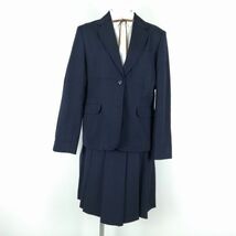 1円 ブレザー スカート 紐タイ 上下4点セット 大きいサイズ 冬物 女子 学生服 埼玉伊奈学園総合高校 紺 制服 中古 ランクC NA4003_画像1