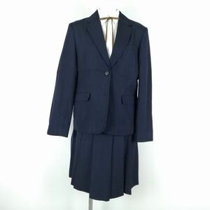 1 jpy blaser skirt cord Thai top and bottom 4 point set large size winter thing woman school uniform Saitama .. an educational institution synthesis high school navy blue uniform used rank C NA4003