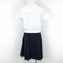 1円 セーラー服 スカート スカーフ 上下3点セット 165A 大きいサイズ 夏物 女子 学生服 中学 高校 白 制服 中古 ランクC NA4396_画像2