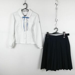 1 jpy blouse skirt cord Thai top and bottom 3 point set 165 interim clothes woman school uniform Kagoshima country minute high school white uniform used rank :C EY8973
