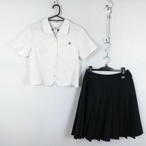 1円 ブラウス スカート 上下2点セット M トンボ 夏物 女子 学生服 中学 高校 白 制服 中古 ランク:C EY8970_画像1