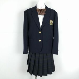 1円 ブレザー チェックスカート 上下4点セット L 大きいサイズ トンボ 冬物 女子 学生服 東京紅葉川高校 紺 制服 中古 ランクC NA4583