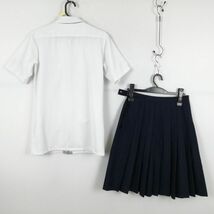 1円 セーラー服 スカート 紐タイ 上下3点セット M 夏物 女子 学生服 大阪摂津高校 白 制服 中古 ランク:C EY4719_画像2