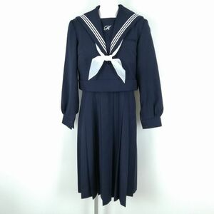 1 jpy sailor suit jumper skirt top and bottom 2 point set can ko- winter thing white 3ps.@ line woman school uniform middle . high school navy blue uniform used rank C NA4172