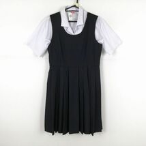 1円 ジャンパースカート バスト90 ウエスト78 冬物 女子 学生服 中学 高校 紺 制服 中古 ランク:B EY4726_画像1