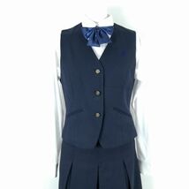 1円 ブレザー ベスト スカート リボン 上下5点セット 指定 冬物 女子 学生服 岡山おかやま山陽高校 紺 制服 中古 ランクC NA4804_画像6