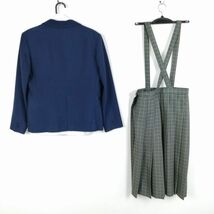 1円 ブレザー チェックスカート 紐タイ 上下4点セット 冬物 女子 学生服 中学 高校 紺 制服 中古 ランクC NA4789_画像2