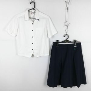 1円 ブラウス スカート 紐タイ 上下3点セット カンコー 夏物 女子 学生服 中学 高校 白 制服 中古 ランク:C EY8968