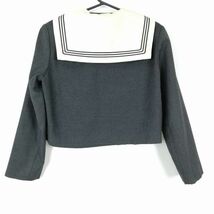 1円 セーラー服 上着 大きいサイズ 冬物 青3本線 女子 学生服 千葉聖徳大学附属女子中学高校 グレー 制服 中古 ランクC NA4956_画像2