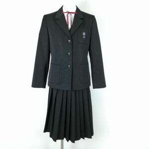 1円 ブレザー ベスト スカート 紐タイ 上下5点セット 指定 160A オリーブデオリーブ 冬物 女子 学生服 中学 高校 黒 中古 ランクC NA4809