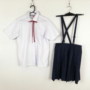 1 jpy blouse skirt cord Thai top and bottom 3 point set summer thing woman school uniform middle . high school white uniform used rank :C EY9006
