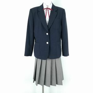 1 jpy blaser check skirt cord Thai top and bottom 4 point set 165A large size winter thing woman school uniform middle . high school navy blue uniform used rank C NA4827