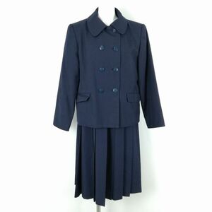 1円 ジャケット ジャンパースカート 上下2点セット 冬物 女子 学生服 中学 高校 紺 制服 中古 ランクB NA3726