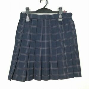 1円 スクールスカート 冬物 w63-丈48 チェック 神奈川厚木清南高校 プリーツ 学生服 制服 女子 中古 IN6611