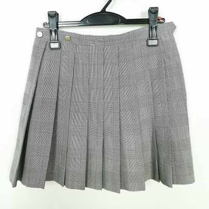 1円 スクールスカート 夏物 w62-丈43 チェック 中学 高校 ミニ丈 プリーツ 学生服 制服 女子 中古 IN6552