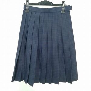 1円 スクールスカート 夏物 w63-丈61 チェック 中学 高校 プリーツ 学生服 制服 女子 中古 IN6541