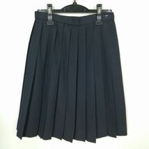 1円 スクールスカート 冬物 w62-丈56 ストライプ 中学 高校 M.YURIKO プリーツ 学生服 制服 女子 中古 IN6457_画像1