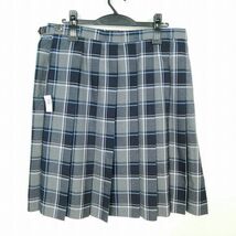 1円 スクールスカート 大きいサイズ 冬物 w85-丈59 チェック 中学 高校 プリーツ 学生服 制服 女子 中古 IN6596_画像2