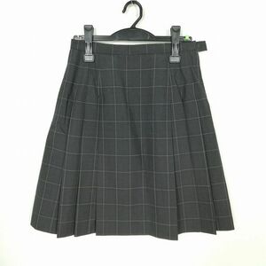 1円 スクールスカート 夏物 w66-丈53 チェック 中学 高校 プリーツ 学生服 制服 女子 中古 IN6585