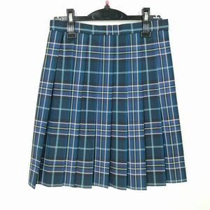 1円 スクールスカート 冬物 w63-丈51 チェック 中学 高校 プリーツ 学生服 制服 女子 中古 IN6602