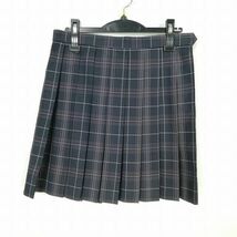 1円 スクールスカート 冬物 w69-丈46 チェック 東京若葉総合高校 プリーツ 学生服 制服 女子 中古 IN6597_画像1