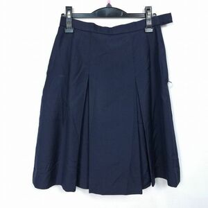 1円 スクールスカート 夏物 w69-丈55 紺 中学 高校 プリーツ 学生服 制服 女子 中古 HK7715