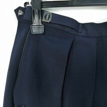 1円 スクールスカート 冬物 w66-丈56 紺 中学 高校 プリーツ 学生服 制服 女子 中古 HK7420_画像3