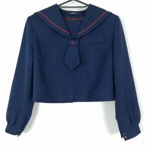 1 jpy sailor suit necktie outer garment dragonfly winter thing red 1 pcs line woman school uniform Fukuoka Naka river middle . navy blue uniform used rank C NA4992