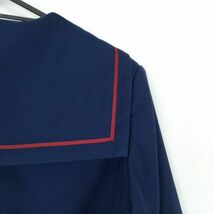 1円 セーラー服 ネクタイ 上着 トンボ 冬物 赤1本線 女子 学生服 福岡那珂川中学 紺 制服 中古 ランクC NA4992_画像3