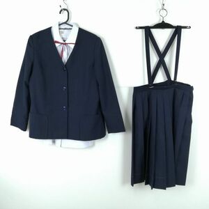 1 jpy eaton skirt cord Thai top and bottom 4 point set 185A large size winter thing woman school uniform middle . high school navy blue uniform used rank C NA4320