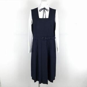 1円 ジャンパースカート 紐タイ 165B バスト98 ウエスト86 冬物 女子 学生服 中学 高校 紺 制服 中古 ランクB NA2851