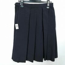 1円 スクールスカート 夏物 w66-丈58 紺 中学 高校 プリーツ 学生服 制服 女子 中古 HK7924_画像2