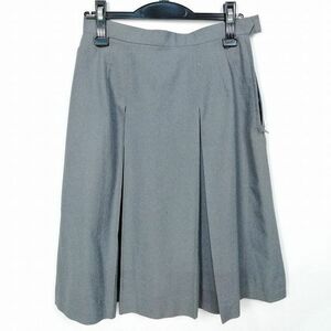 1円 スクールスカート 冬物 w69-丈62 グレー 中学 高校 プリーツ 学生服 制服 女子 中古 HK7764