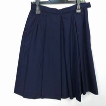 1円 スクールスカート 冬物 w66-丈56 紺 中学 高校 プリーツ 学生服 制服 女子 中古 HK7944_画像1