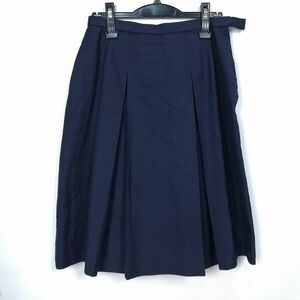 1円 スクールスカート 冬物 w69-丈60 紺 中学 高校 プリーツ 学生服 制服 女子 中古 HK7751