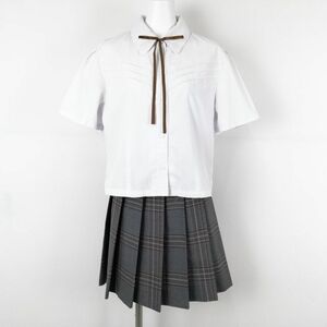 1 jpy blouse check skirt cord Thai top and bottom 3 point set LL large size dragonfly summer thing woman school uniform Kagoshima ... high school white used rank C NA4911