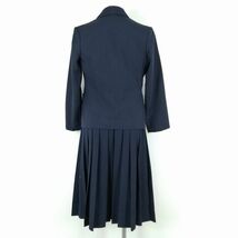 1円 ブレザー スカート 紐タイ 上下4点セット 冬物 女子 学生服 中学 高校 紺 制服 中古 ランクC NA4075_画像2