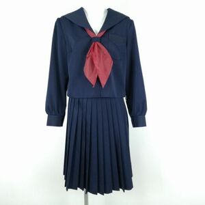 1 jpy sailor suit skirt scarf top and bottom 3 point set 165A winter thing black 3ps.@ line woman school uniform middle . high school Hiromichi Nakano navy blue uniform used rank C NA5389