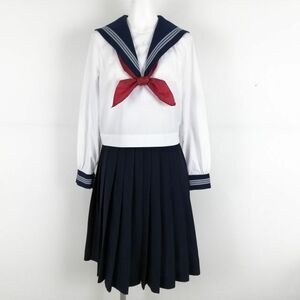 1 jpy sailor suit skirt scarf top and bottom 3 point set 155A interim clothes gray 3ps.@ line woman school uniform Kochi hill . high school white uniform used rank C NA3486