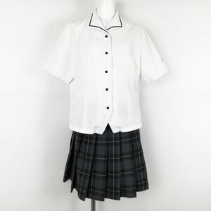 1 jpy blouse miniskirt top and bottom 2 point set EL large size Fuji yacht summer thing woman school uniform middle . high school white uniform used rank C NA4525
