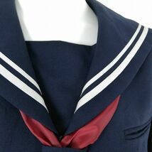 1円 セーラー服 スカート スカーフ 上下3点セット 165A カンコー 冬物 白2本線 女子 学生服 中学 高校 紺 制服 中古 ランクC NA4802_画像5