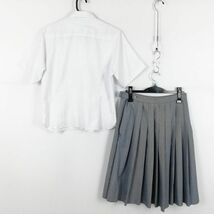 1円 ブラウス スカート 紐タイ 上下3点セット 大きいサイズ トンボ 夏物 女子 学生服 福岡朝倉光陽高校 白 制服 中古 ランク:C EY9269_画像2