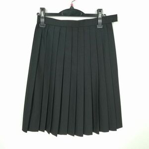 1円 スクールスカート 夏物 w63-丈56 黒 中学 高校 プリーツ 学生服 制服 女子 中古 IN6474