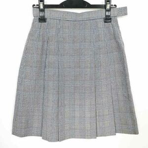 1円 スクールスカート 冬物 w63-丈49 チェック 東京電機大学高校 プリーツ 学生服 制服 女子 中古 IN6687