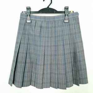 1円 スクールスカート 夏物 w69-丈46 チェック 中学 高校 プリーツ 学生服 制服 女子 中古 IN6746