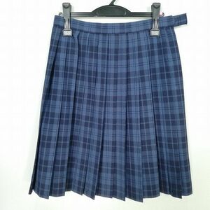 1円 スクールスカート 大きいサイズ 夏物 w72-丈56 チェック 中学 高校 プリーツ 学生服 制服 女子 中古 IN6800