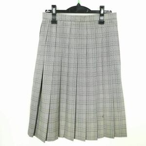 1円 スクールスカート 夏物 w66-丈62 チェック 中学 高校 プリーツ 学生服 制服 女子 中古 IN6750