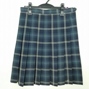 1 jpy school skirt large size summer thing w72- height 58 check Chiba Yotsukaido high school pleat school uniform uniform woman used IN6748